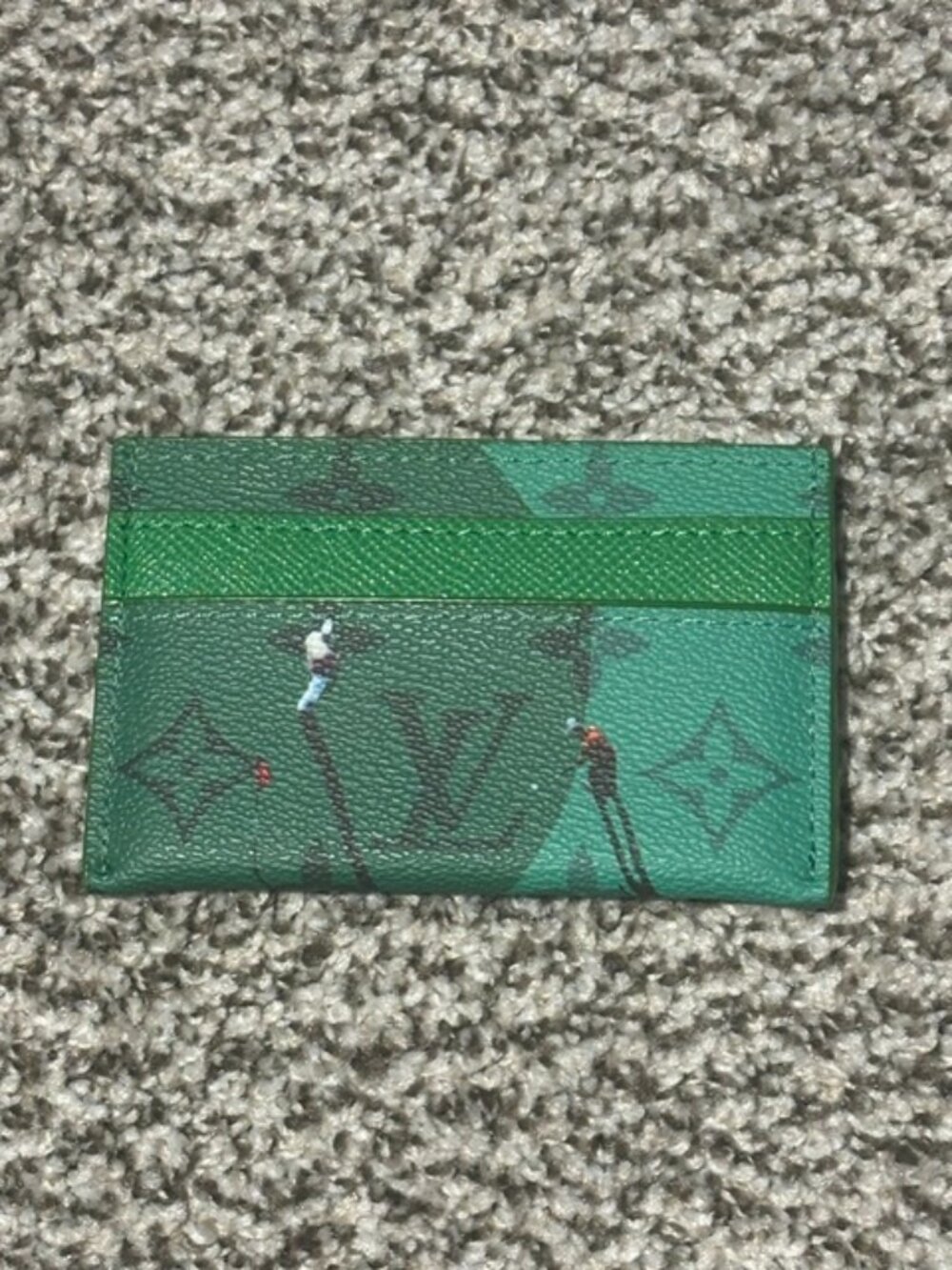 LV Green Monogram Double Card Holder Wallet